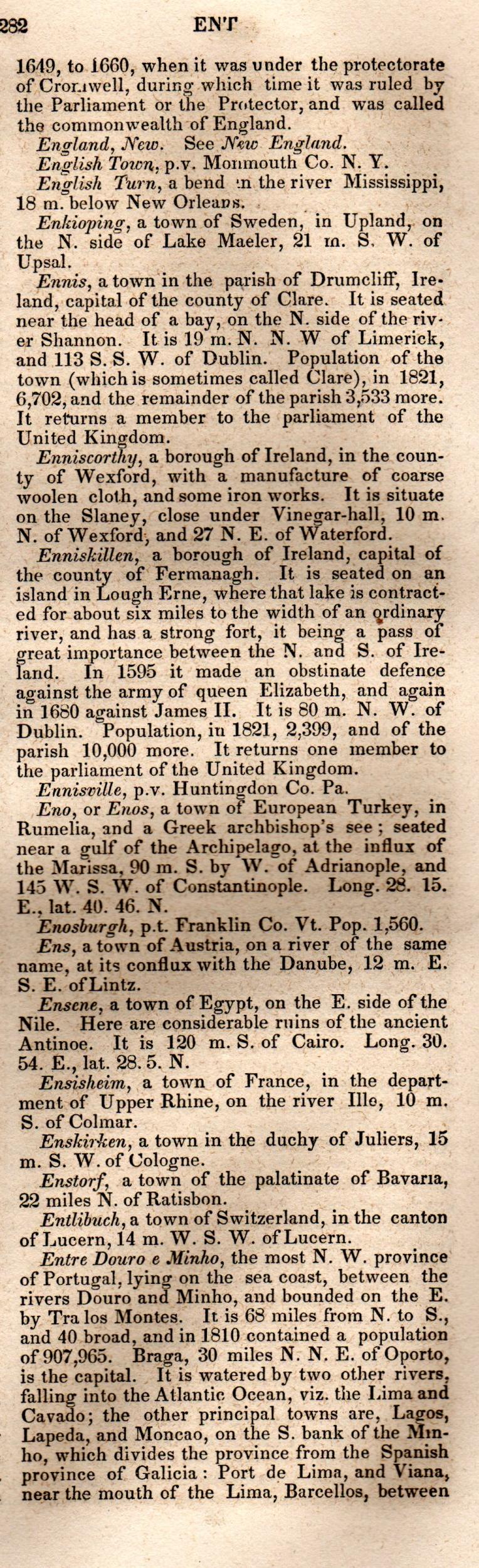 Brookes’ Universal Gazetteer (1850), Page 282 Right Column