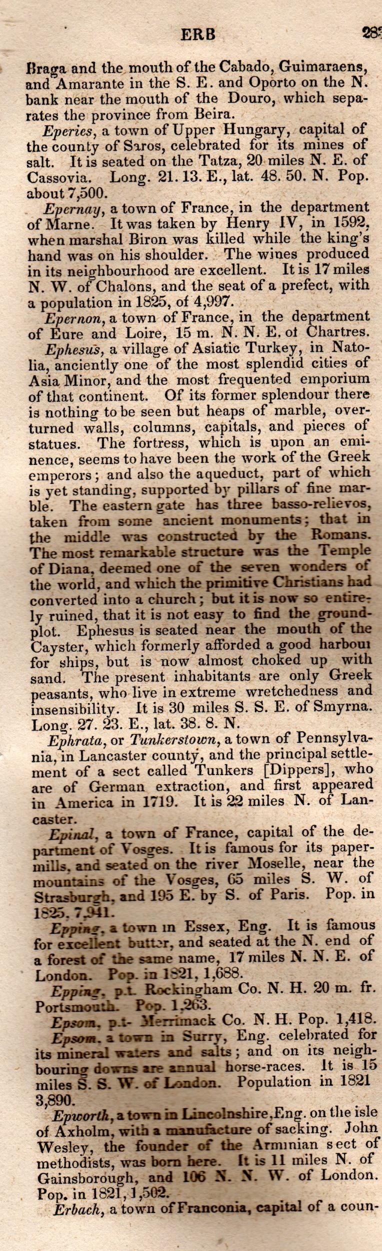 Brookes’ Universal Gazetteer (1850), Page 283 Left Column