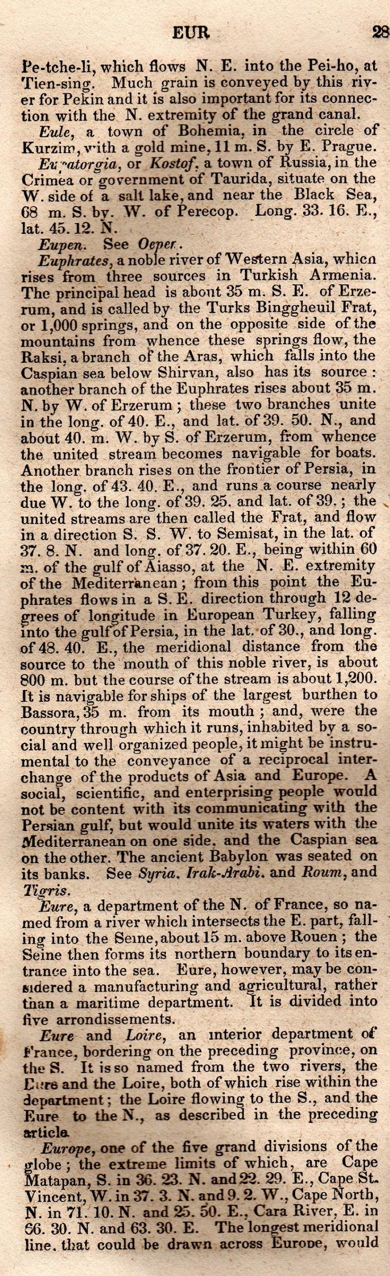 Brookes’ Universal Gazetteer (1850), Page 288 Left Column