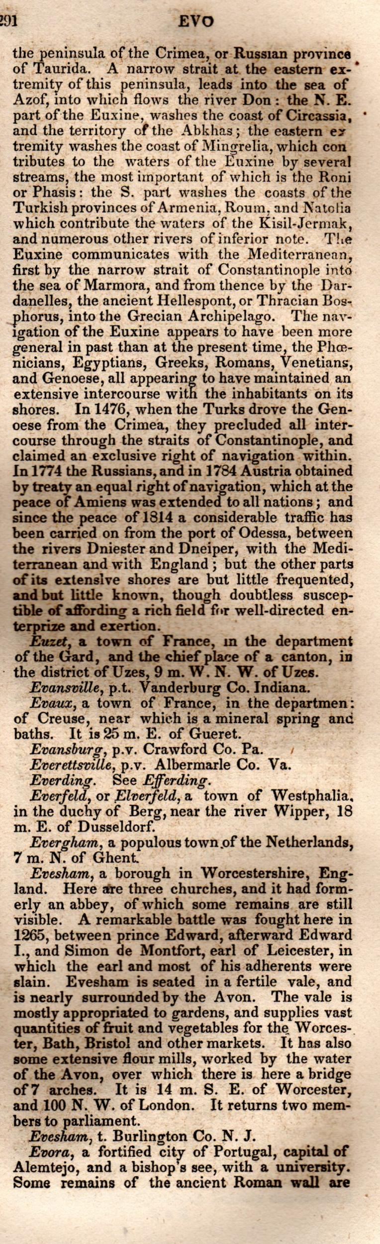 Brookes’ Universal Gazetteer (1850), Page 291 Right Column