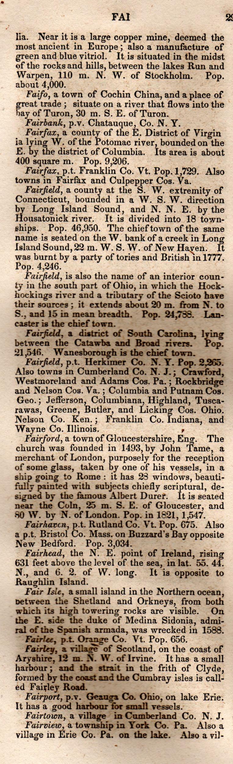 Brookes’ Universal Gazetteer (1850), Page 293 Left Column