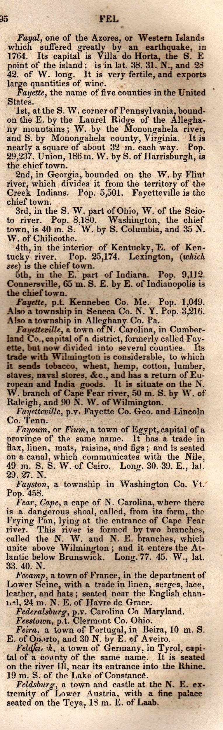 Brookes’ Universal Gazetteer (1850), Page 295 Right Column