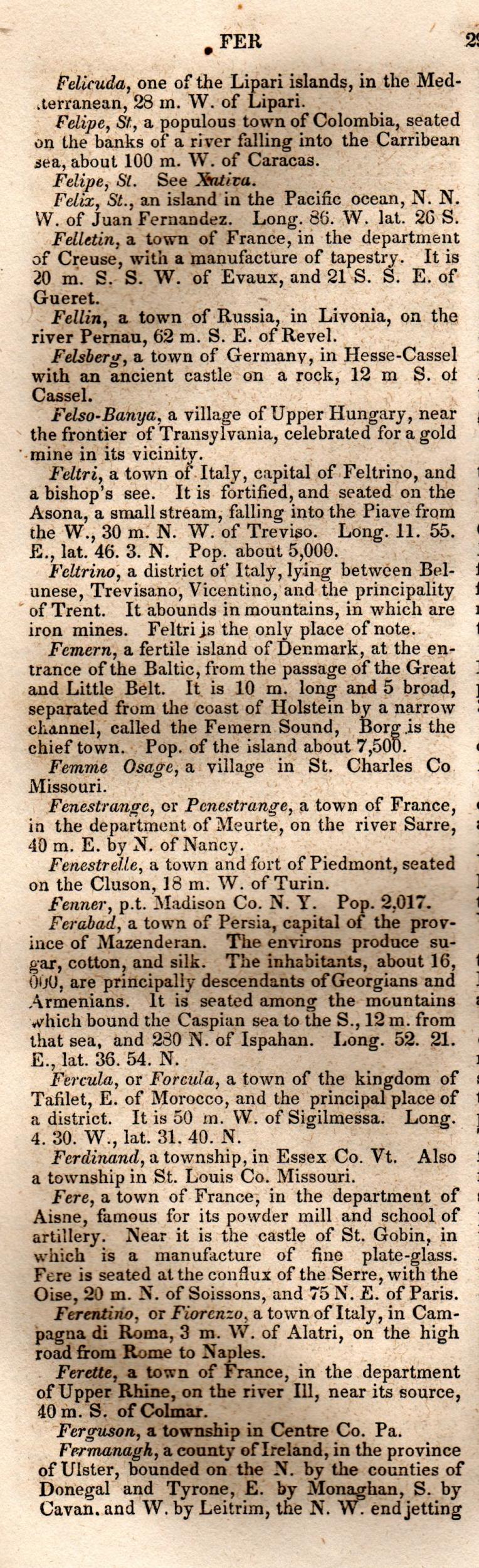 Brookes’ Universal Gazetteer (1850), Page 296 Left Column