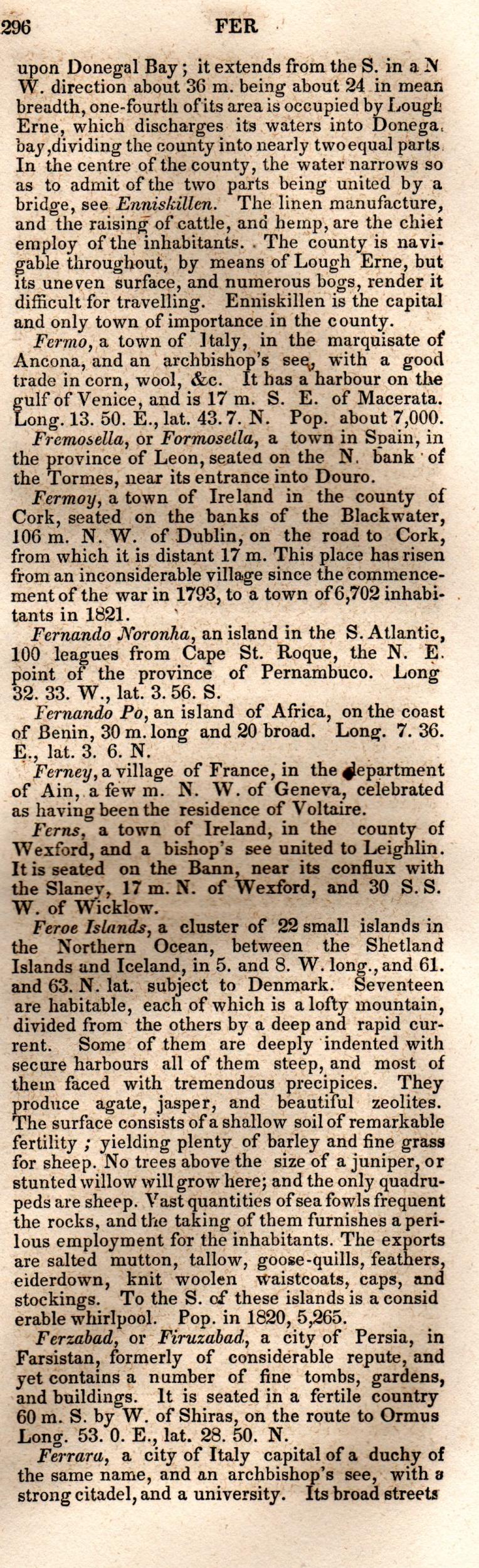 Brookes’ Universal Gazetteer (1850), Page 296 Right Column
