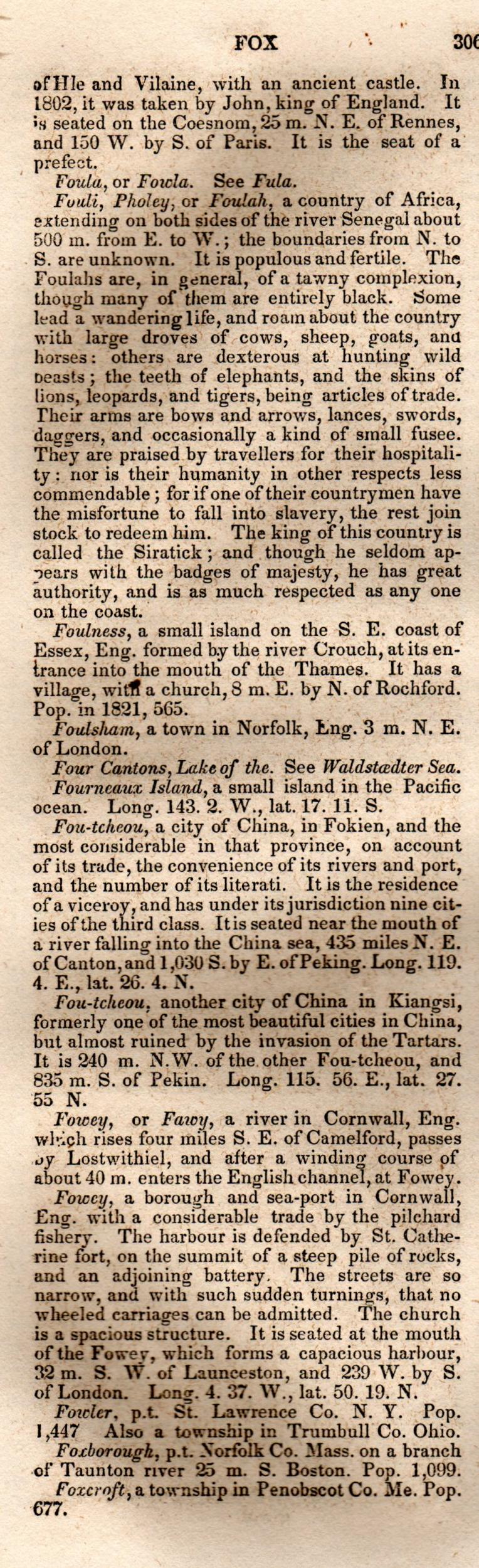 Brookes’ Universal Gazetteer (1850), Page 306 Left Column