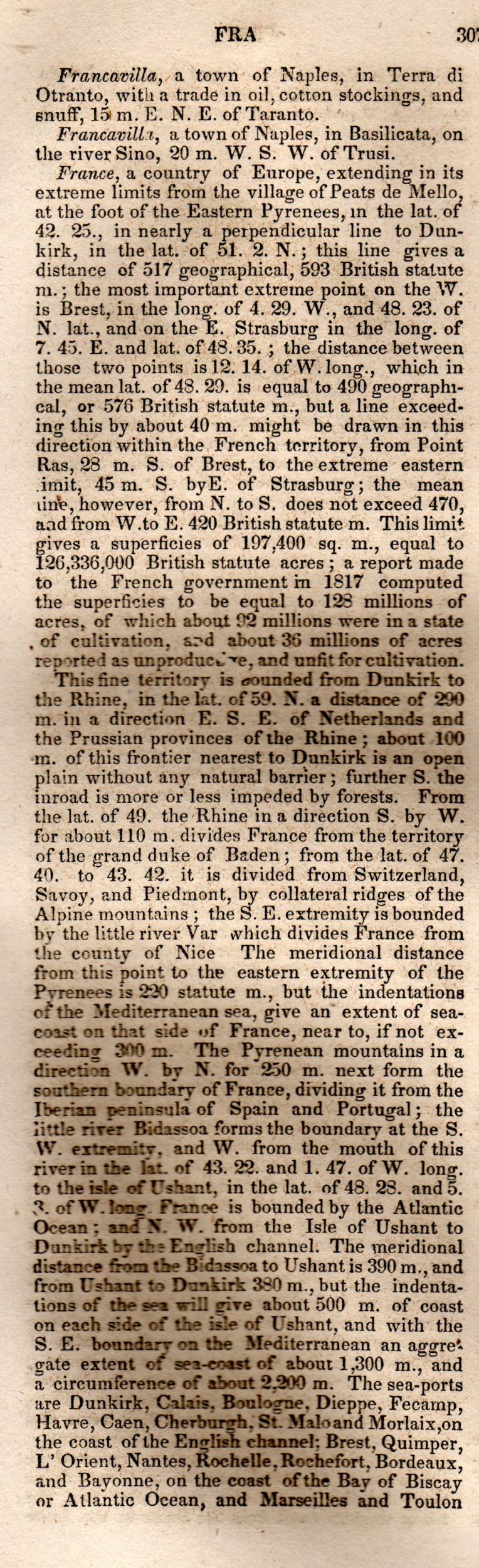 Brookes’ Universal Gazetteer (1850), Page 307 Left Column
