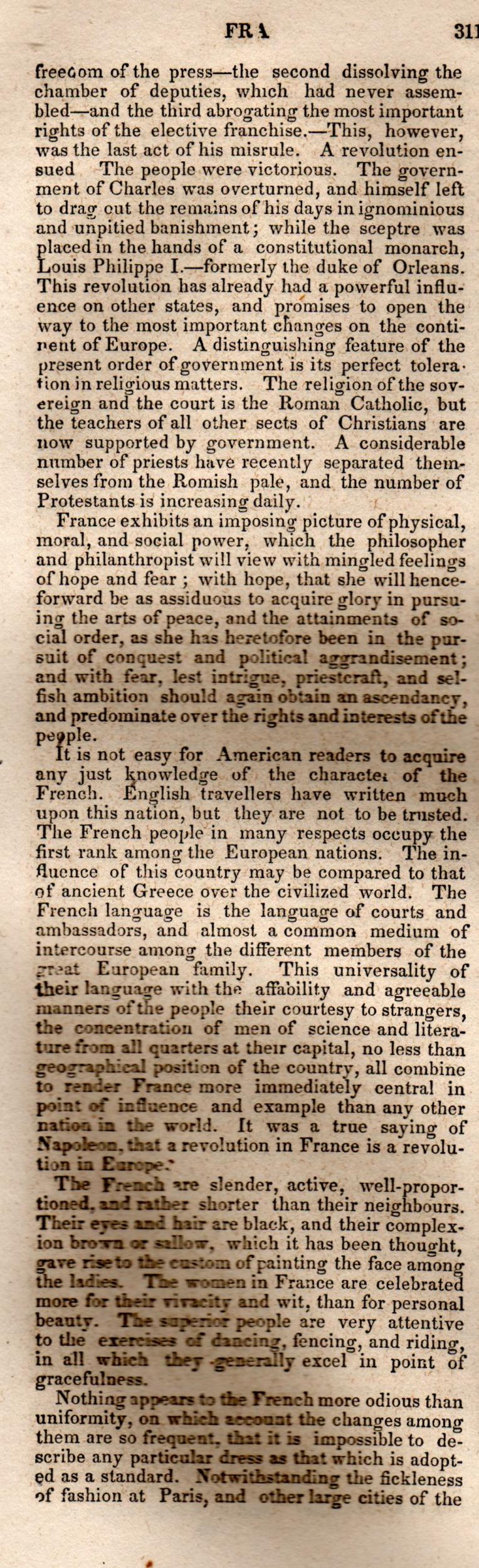 Brookes’ Universal Gazetteer (1850), Page 311 Left Column