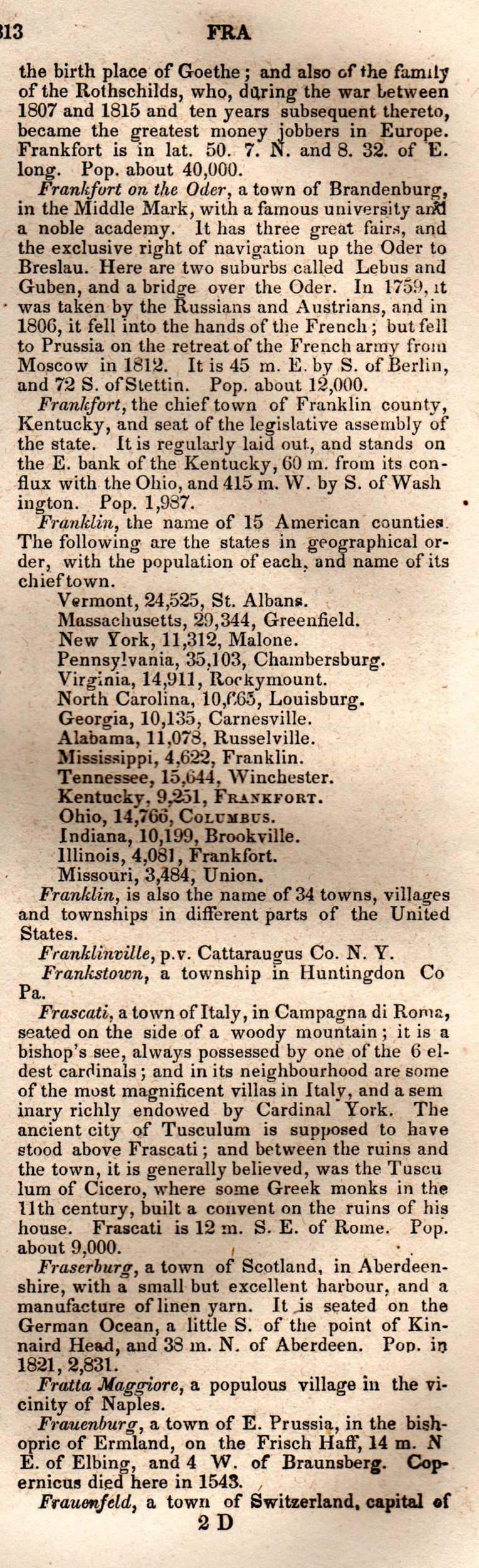 Brookes’ Universal Gazetteer (1850), Page 313 Right Column