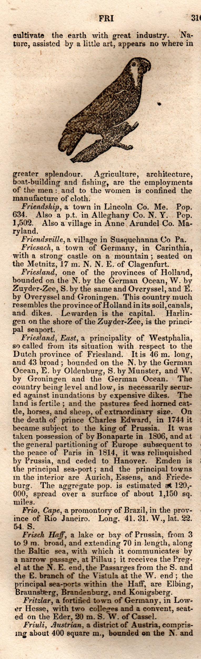Brookes’ Universal Gazetteer (1850), Page 316 Left Column