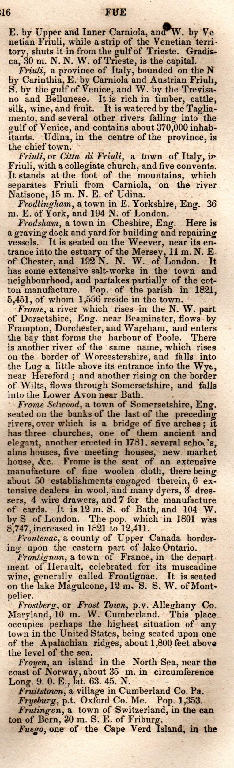 Brookes’ Universal Gazetteer (1850), Page 316 Right Column