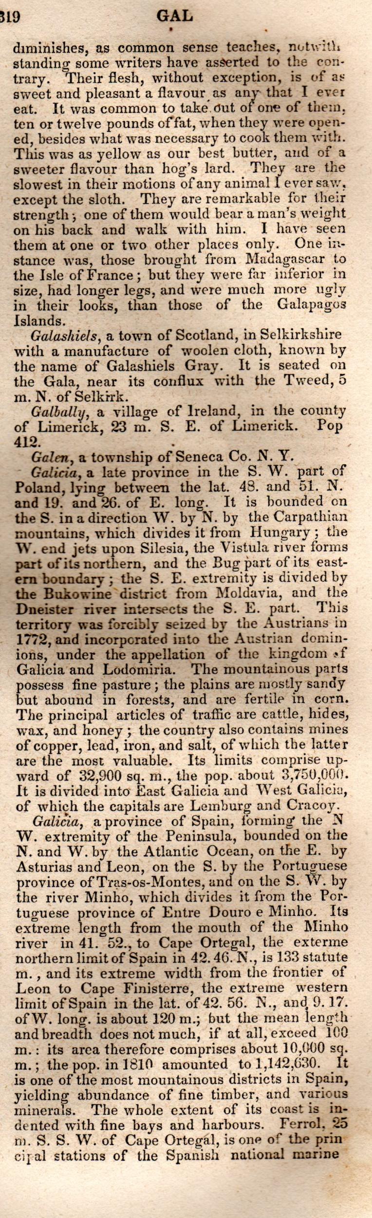 Brookes’ Universal Gazetteer (1850), Page 319 Right Column