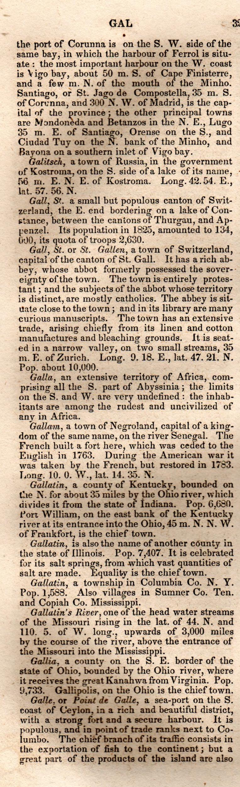 Brookes’ Universal Gazetteer (1850), Page 320 Left Column