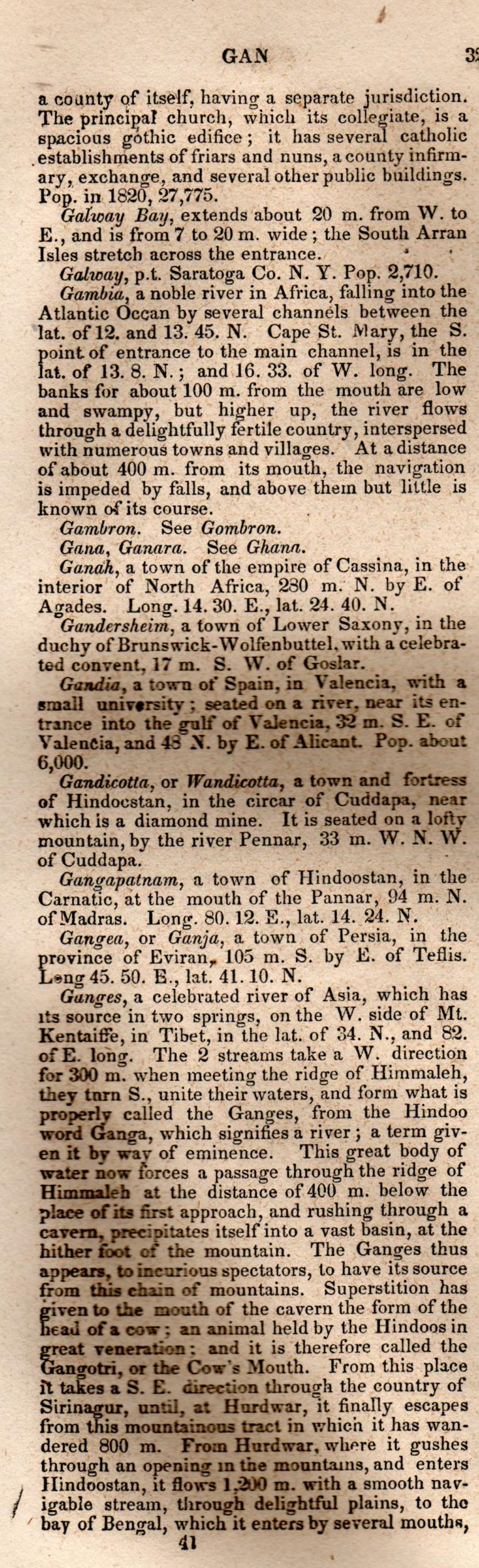 Brookes’ Universal Gazetteer (1850), Page 321 Left Column