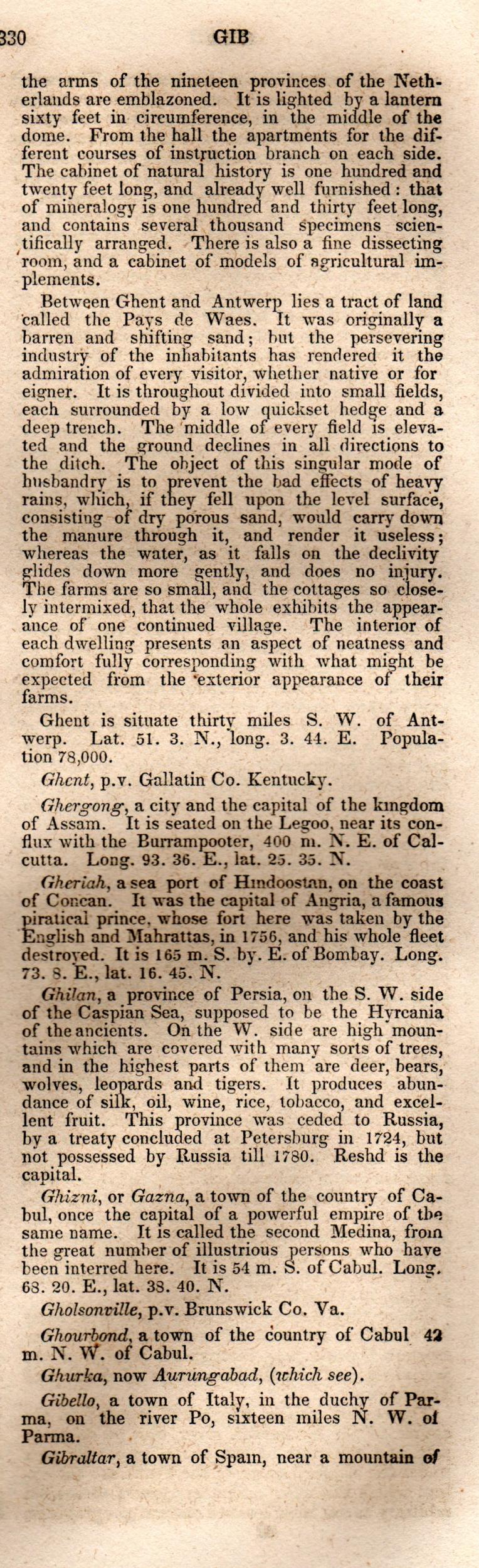 Brookes’ Universal Gazetteer (1850), Page 330 Right Column
