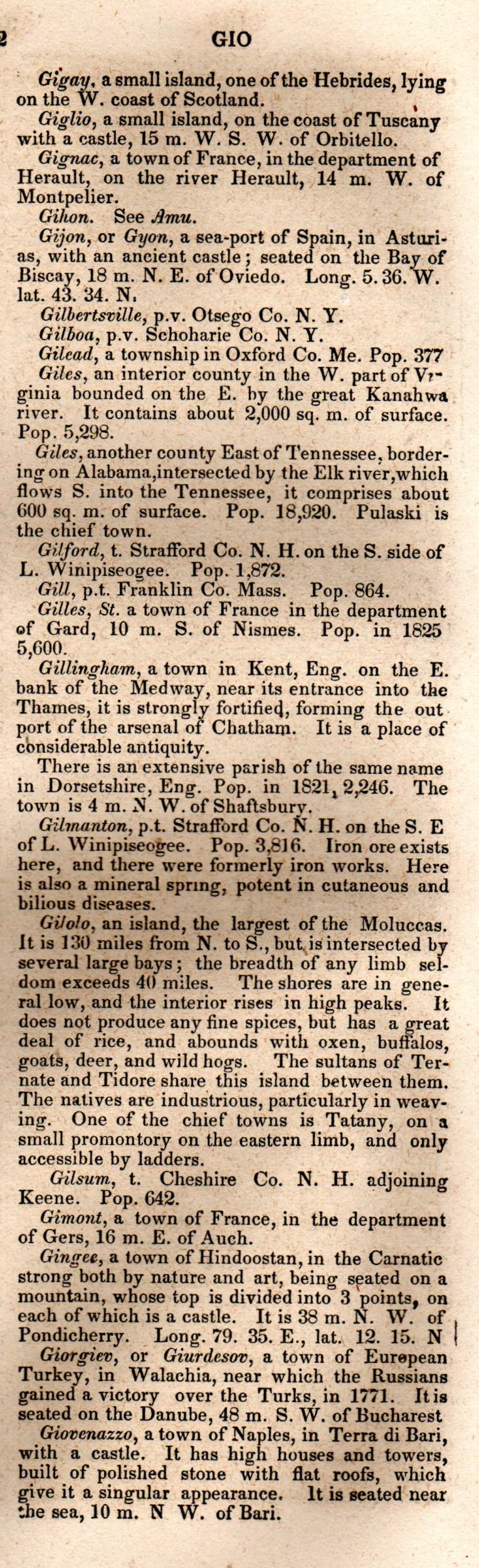 Brookes’ Universal Gazetteer (1850), Page 332 Right Column