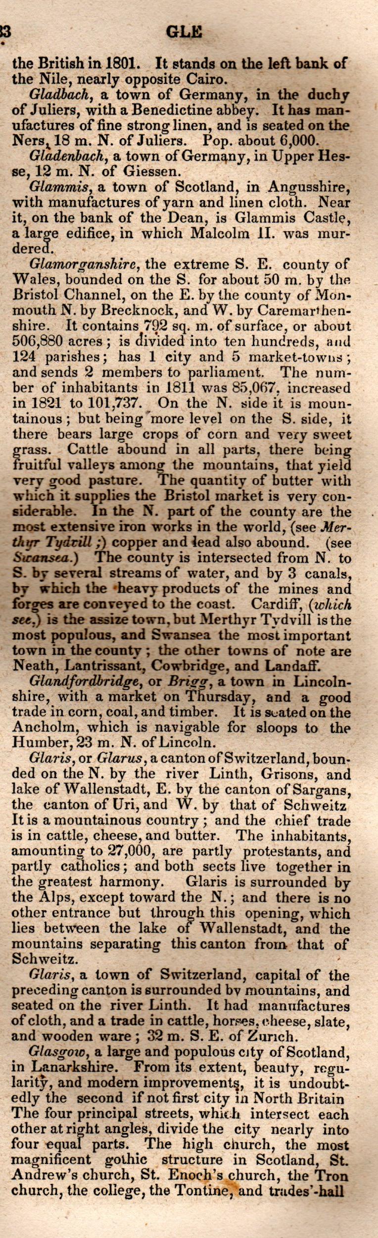 Brookes’ Universal Gazetteer (1850), Page 333 Right Column