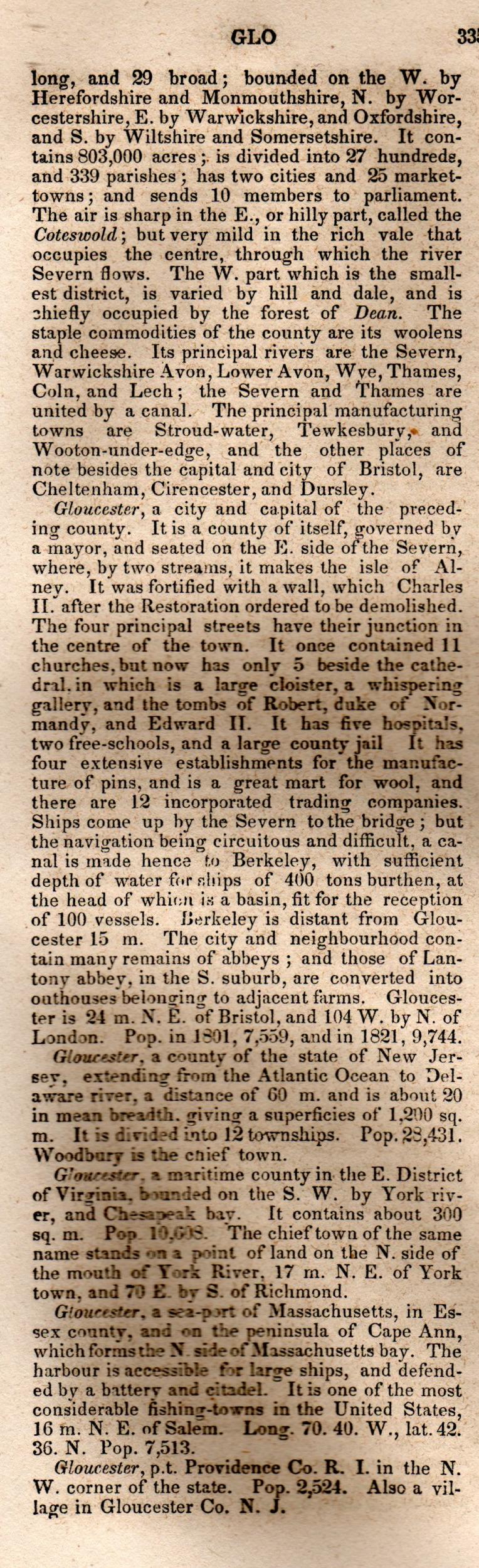 Brookes’ Universal Gazetteer (1850), Page 335 Left Column