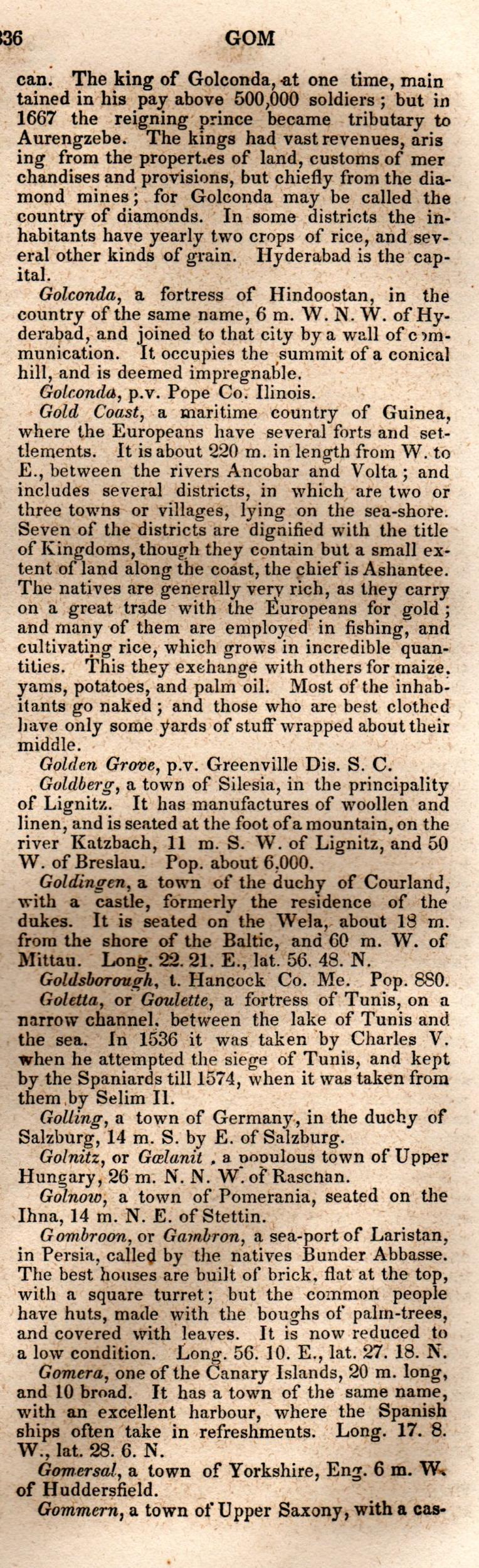 Brookes’ Universal Gazetteer (1850), Page 336 Right Column
