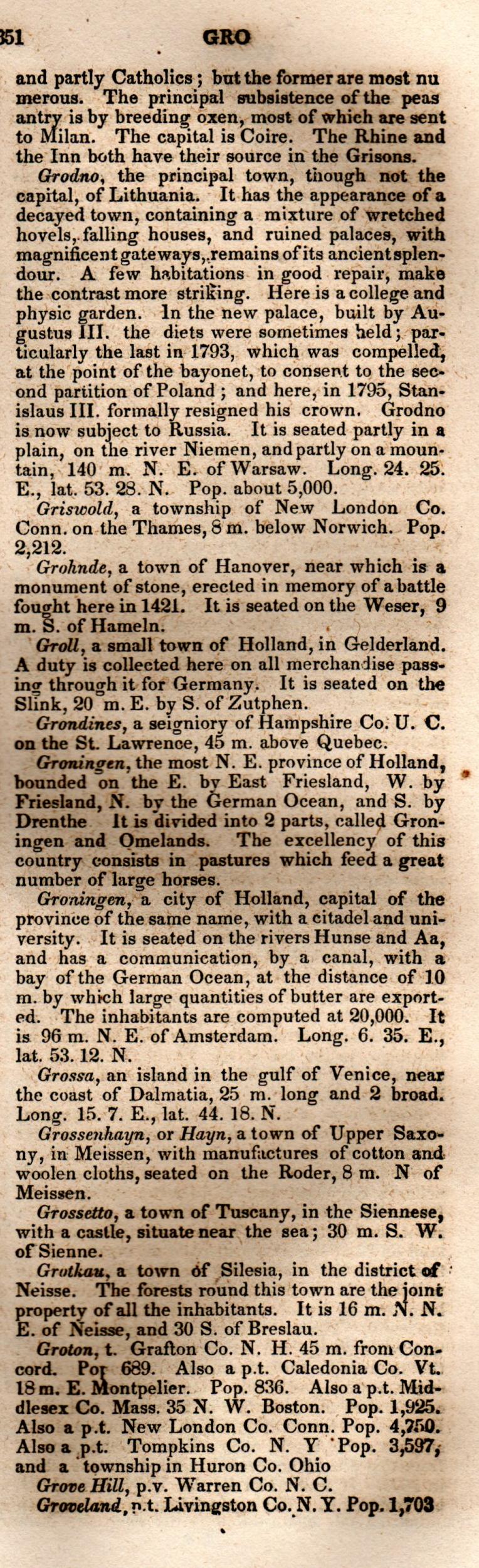 Brookes’ Universal Gazetteer (1850), Page 351 Right Column