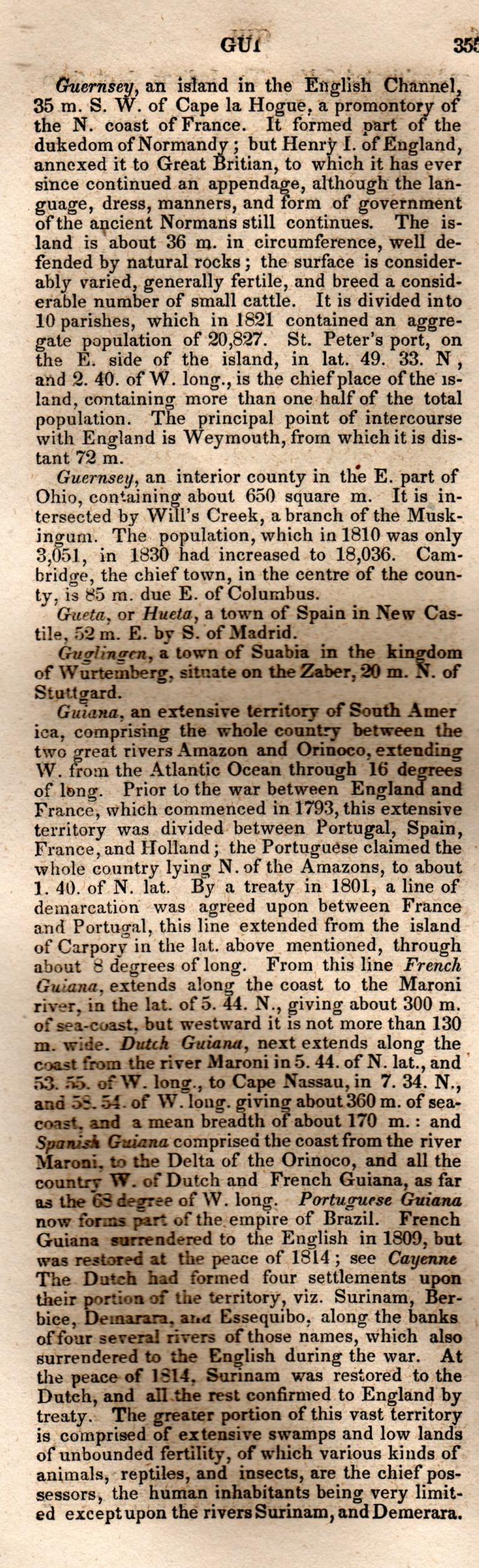 Brookes’ Universal Gazetteer (1850), Page 355 Left Column