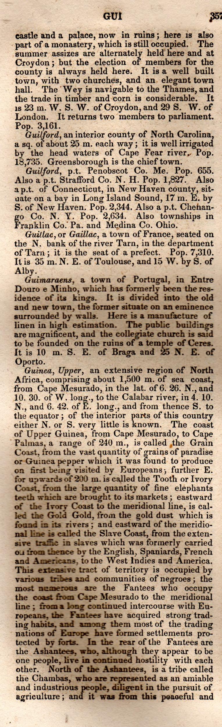 Brookes’ Universal Gazetteer (1850), Page 357 Left Column