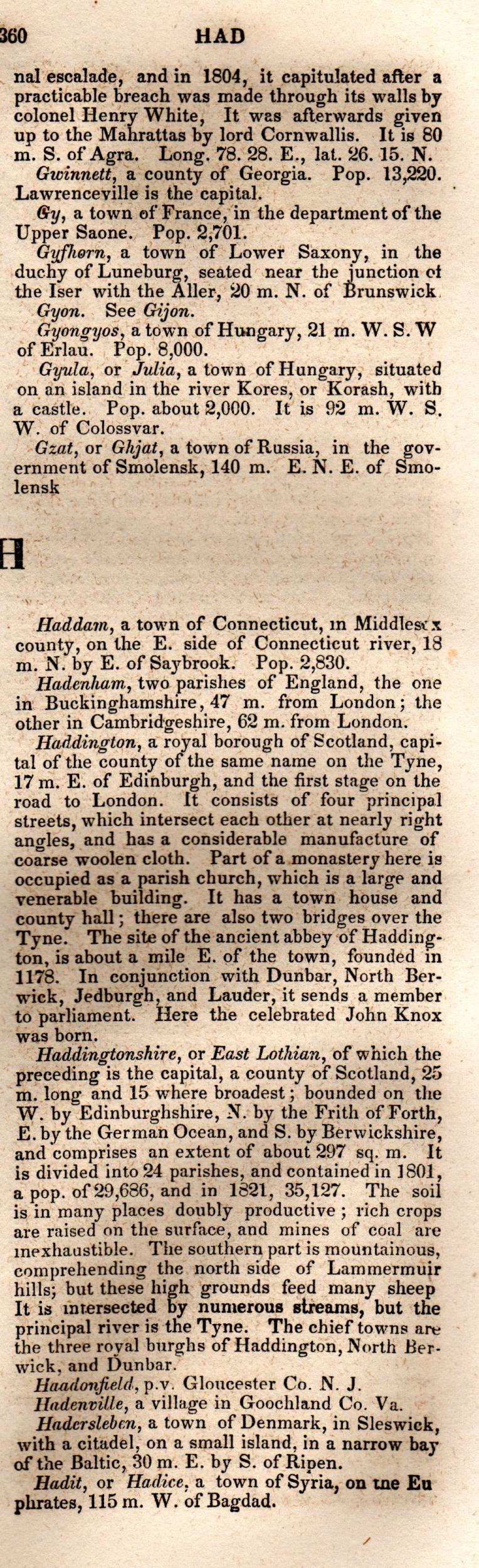 Brookes’ Universal Gazetteer (1850), Page 360 Right Column