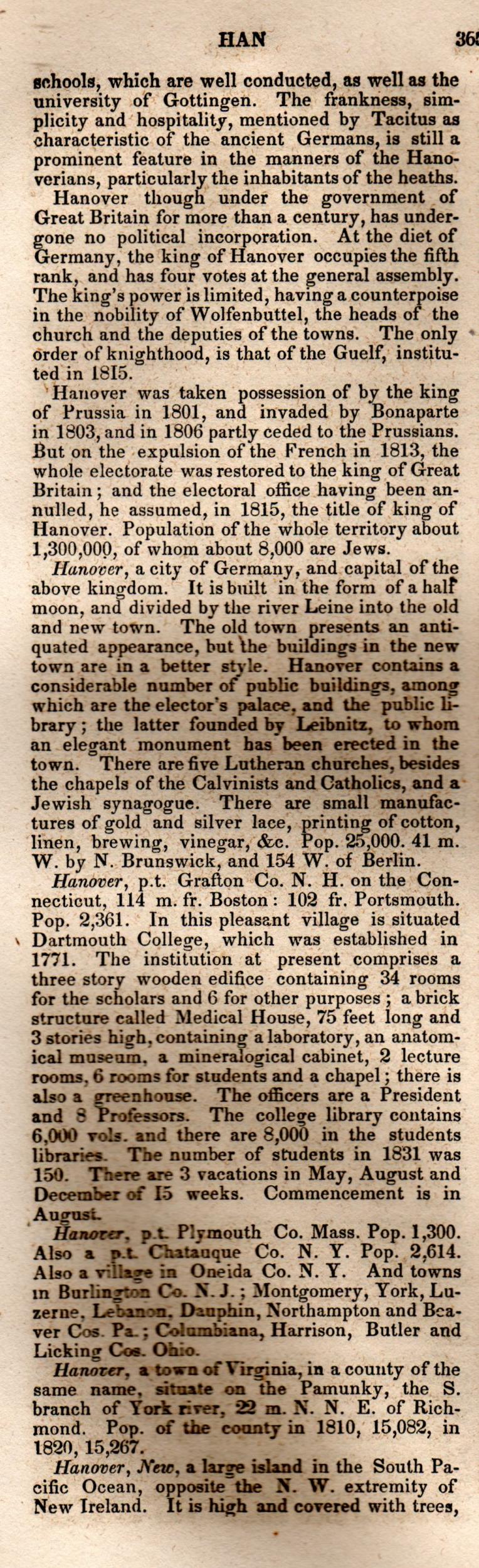Brookes’ Universal Gazetteer (1850), Page 365 Left Column