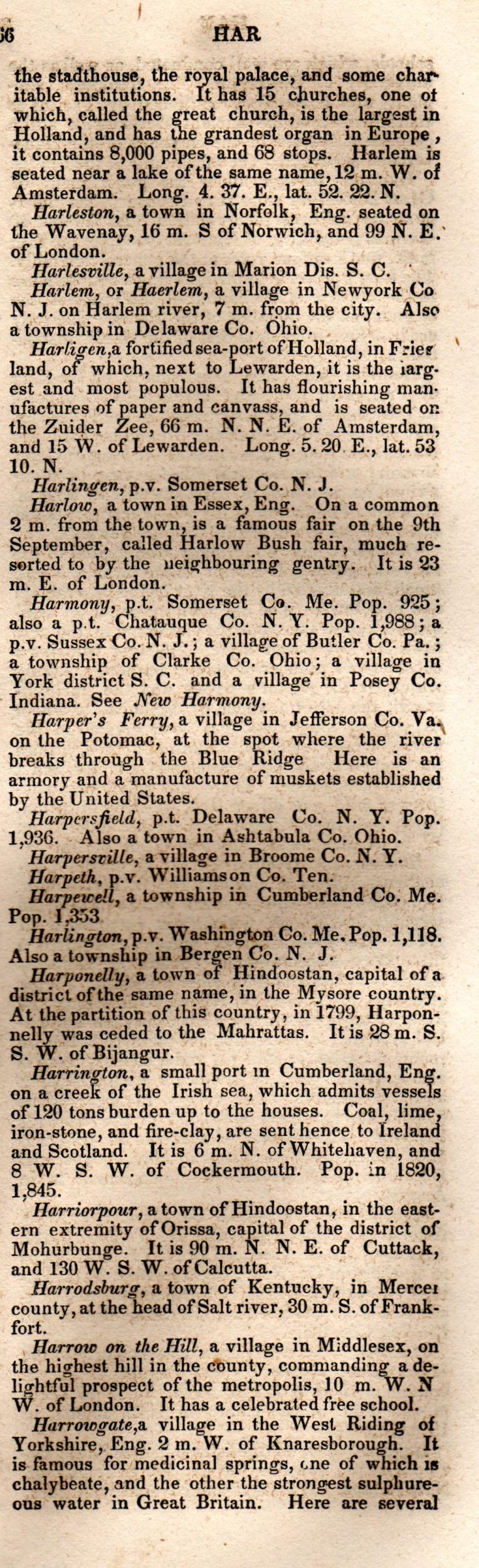 Brookes’ Universal Gazetteer (1850), Page 366 Right Column