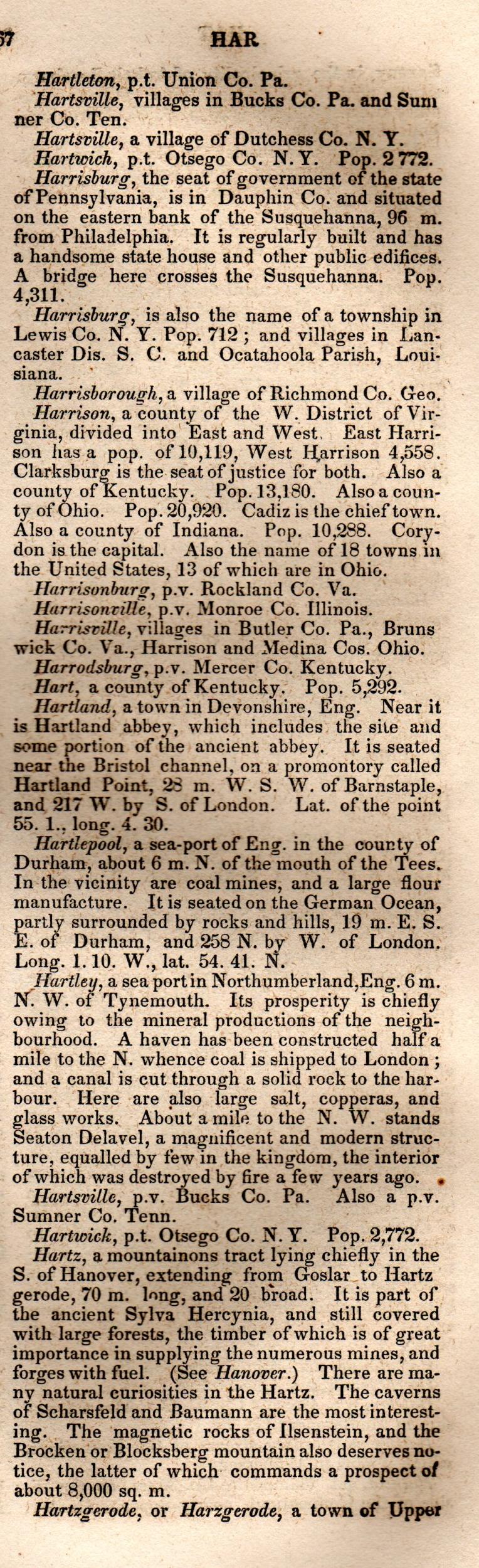 Brookes’ Universal Gazetteer (1850), Page 367 Right Column