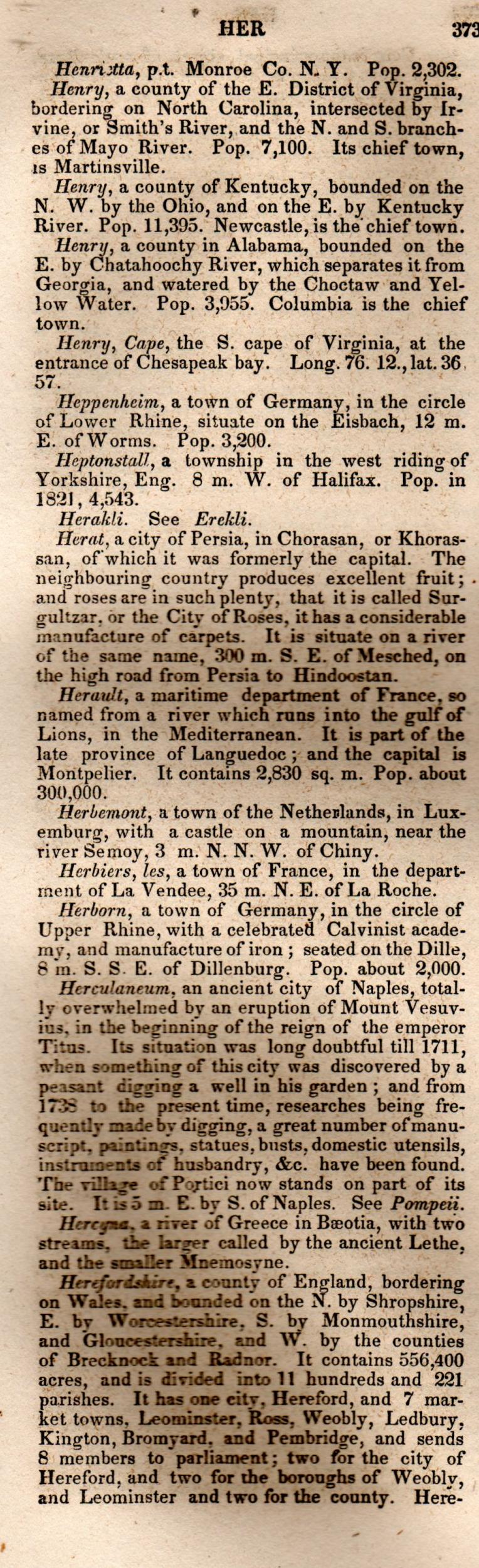 Brookes’ Universal Gazetteer (1850), Page 373 Left Column
