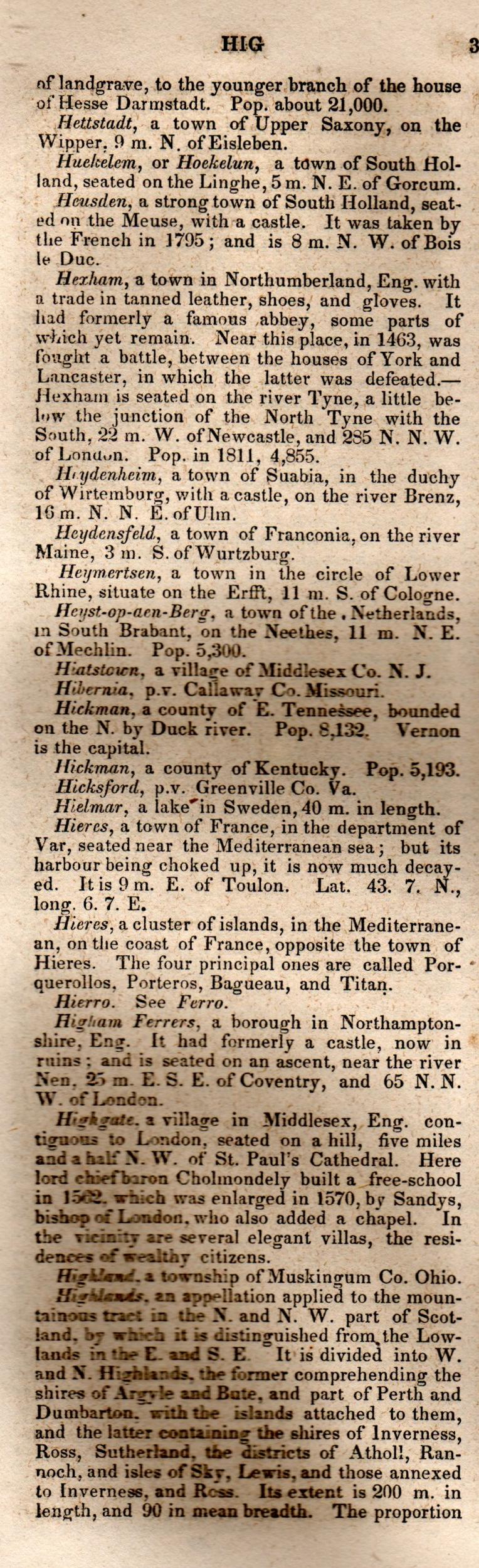 Brookes’ Universal Gazetteer (1850), Page 375 Left Column