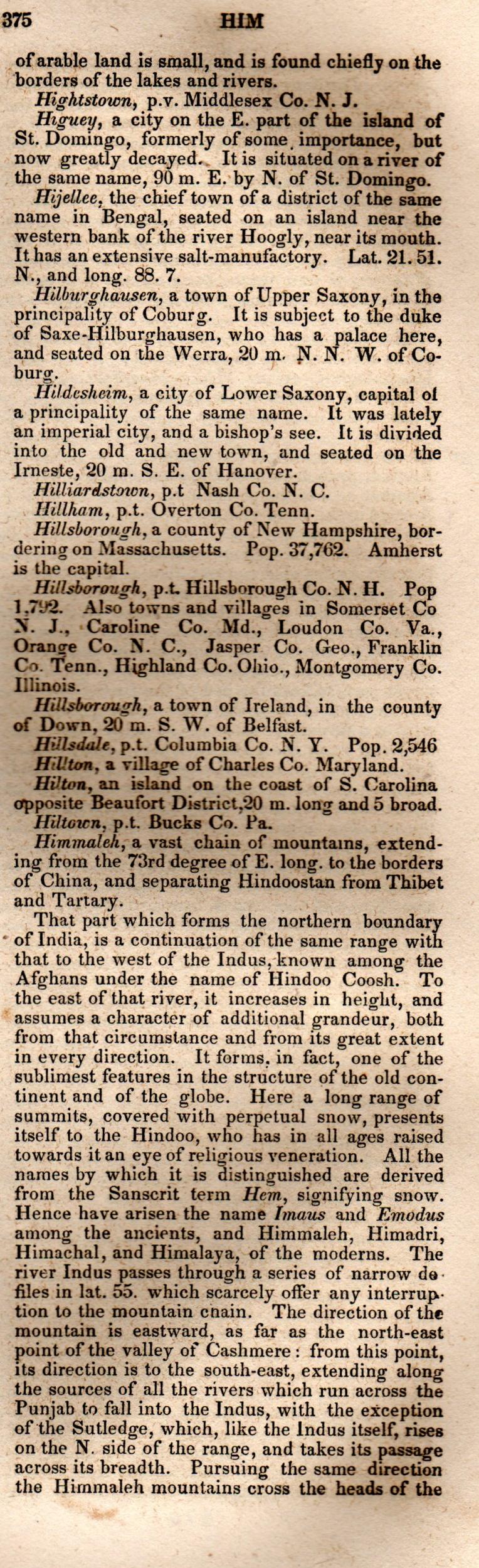 Brookes’ Universal Gazetteer (1850), Page 375 Right Column