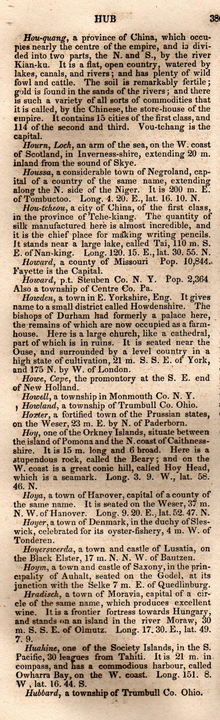 Brookes’ Universal Gazetteer (1850), Page 386 Left Column
