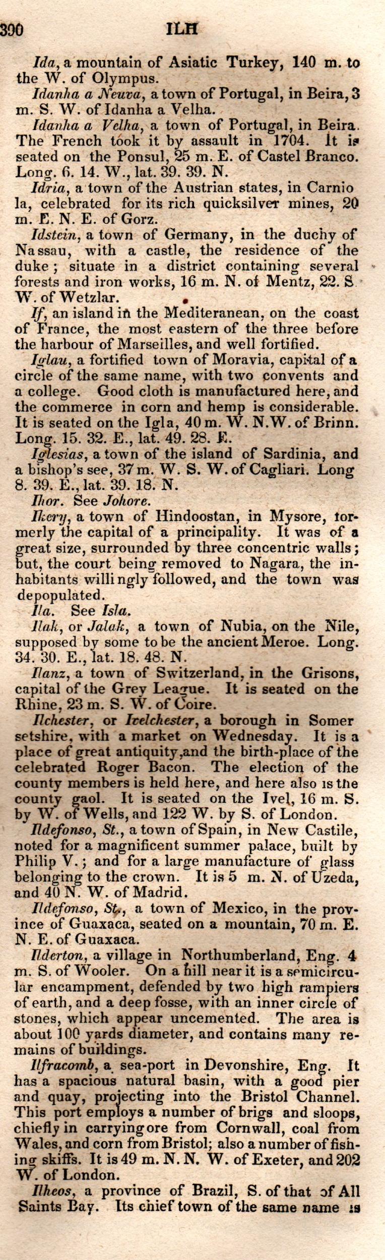 Brookes’ Universal Gazetteer (1850), Page 390 Right Column