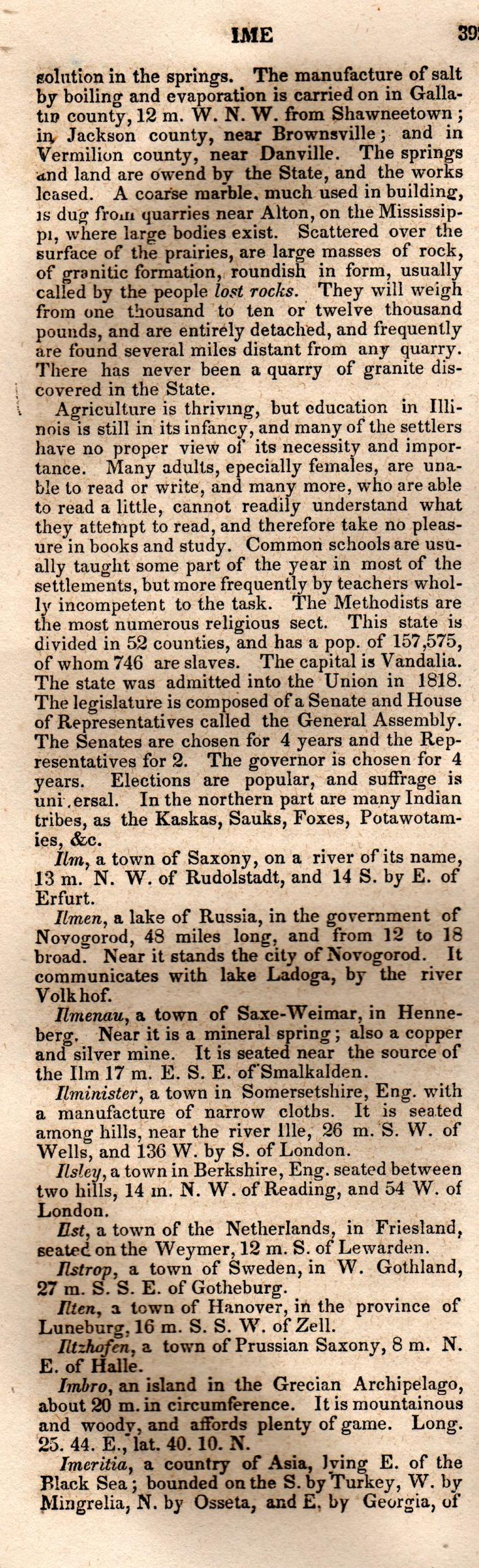 Brookes’ Universal Gazetteer (1850), Page 392 Left Column