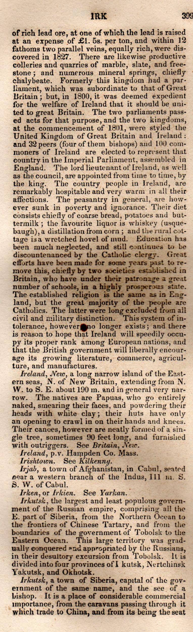 Brookes’ Universal Gazetteer (1850), Page 399 Left Column