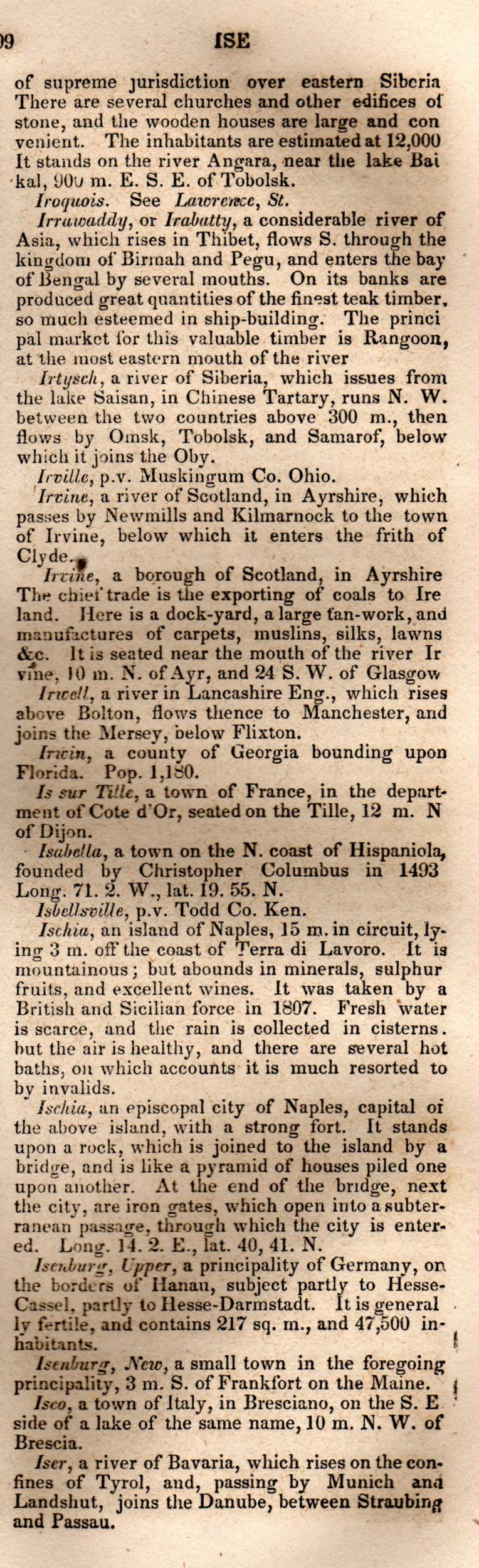Brookes’ Universal Gazetteer (1850), Page 399 Right Column