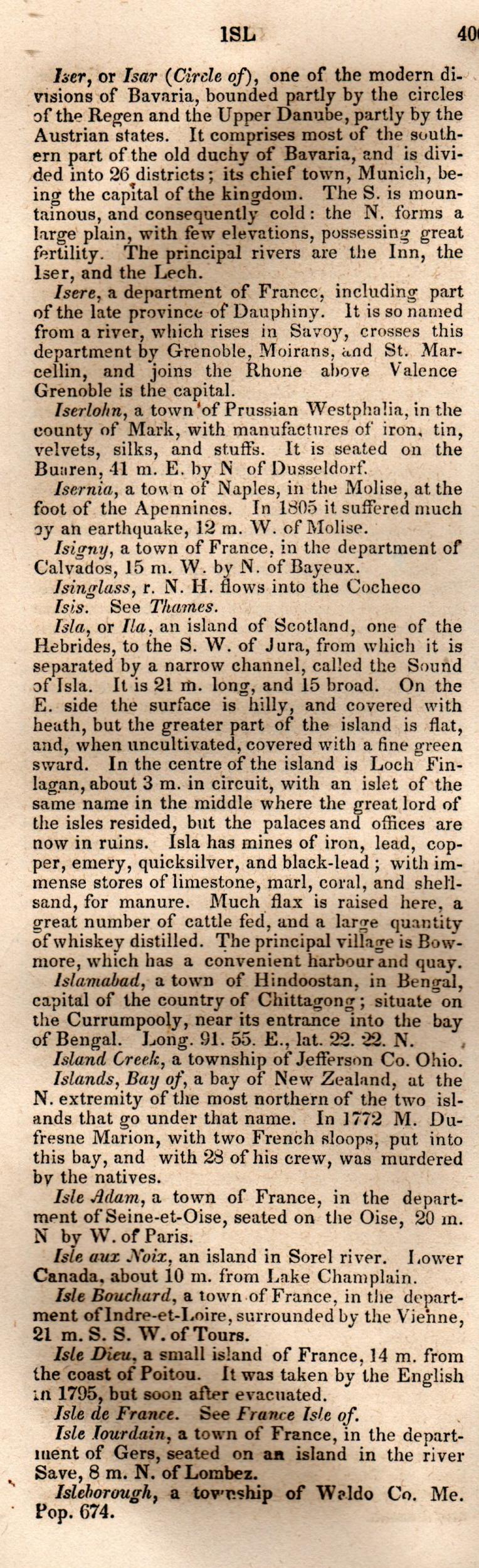 Brookes’ Universal Gazetteer (1850), Page 400 Left Column