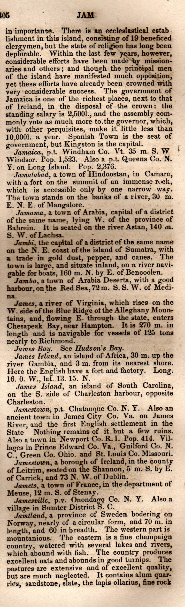 Brookes’ Universal Gazetteer (1850), Page 405 Right Column