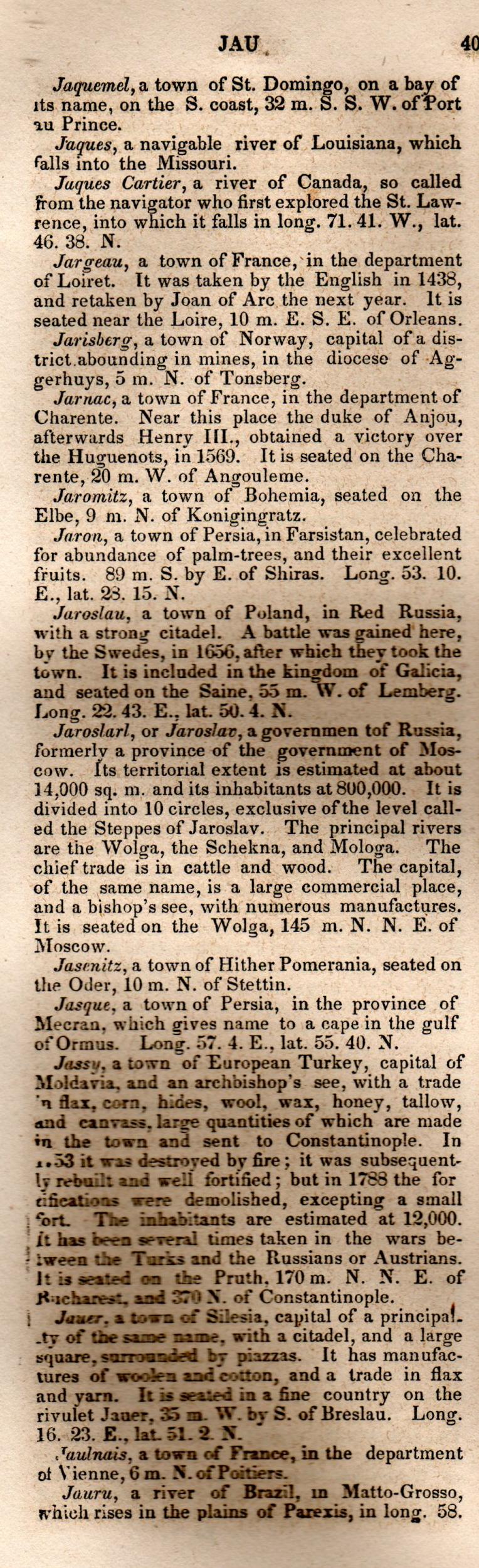 Brookes’ Universal Gazetteer (1850), Page 407 Left Column