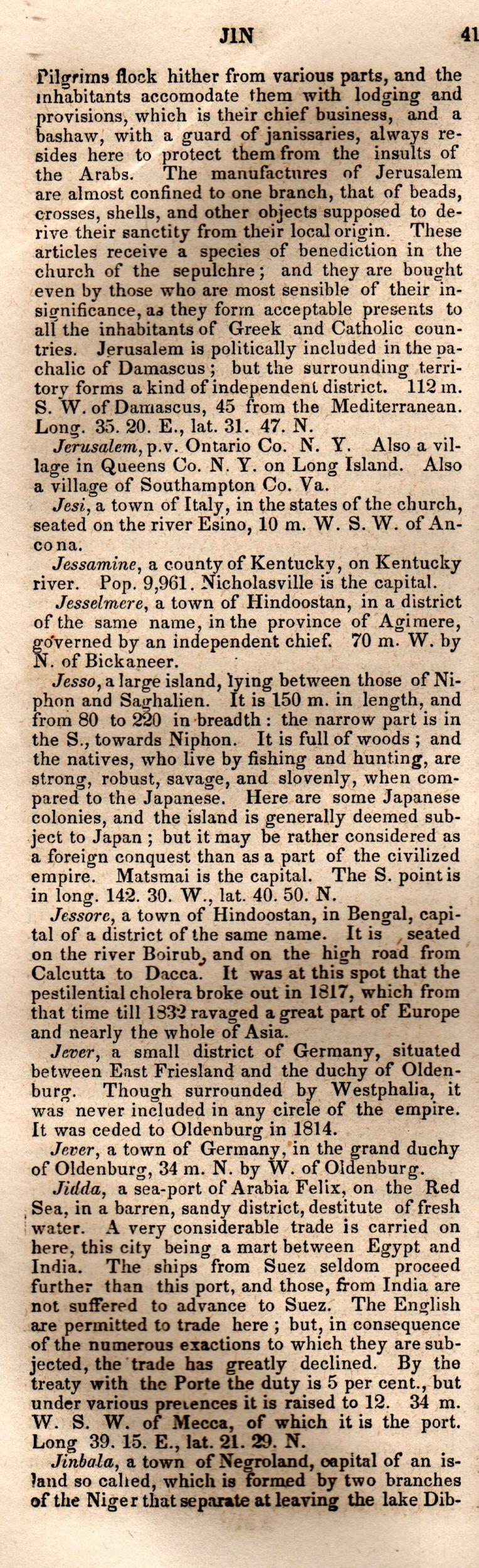 Brookes’ Universal Gazetteer (1850), Page 410 Left Column