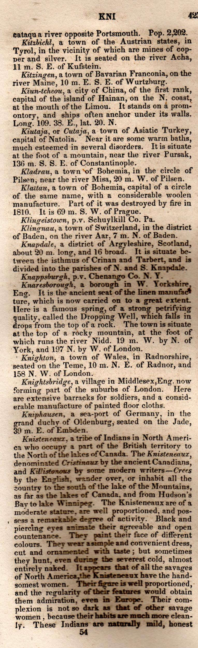 Brookes’ Universal Gazetteer (1850), Page 425 Left Column