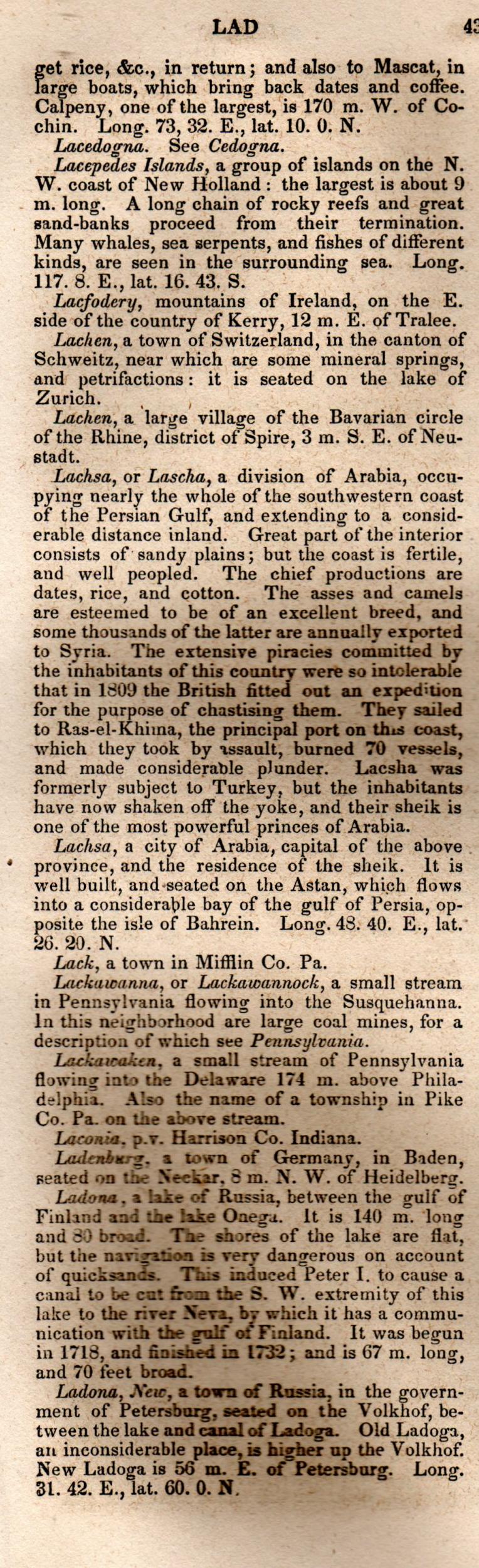 Brookes’ Universal Gazetteer (1850), Page 431 Left Column