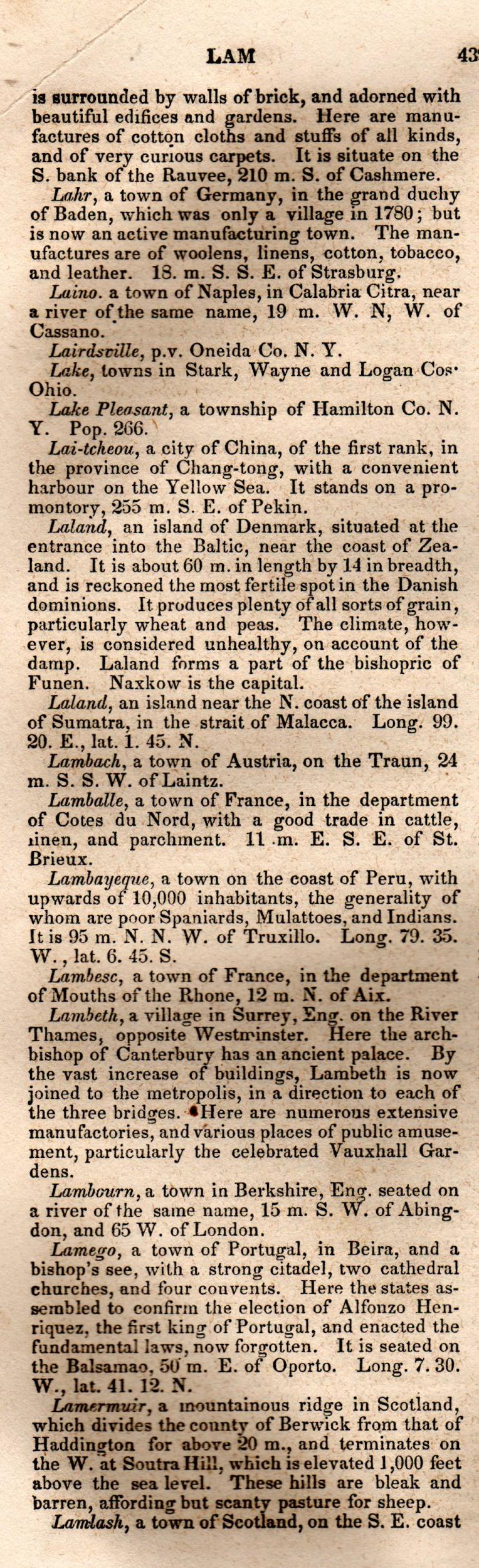 Brookes’ Universal Gazetteer (1850), Page 432 Left Column