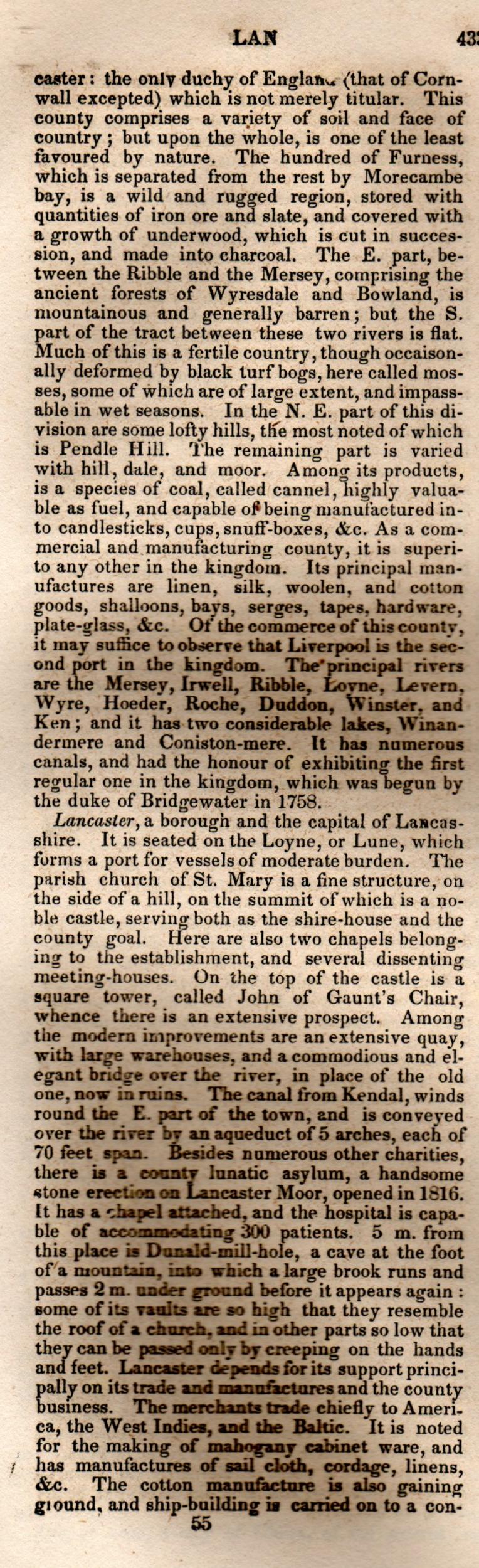 Brookes’ Universal Gazetteer (1850), Page 433 Left Column