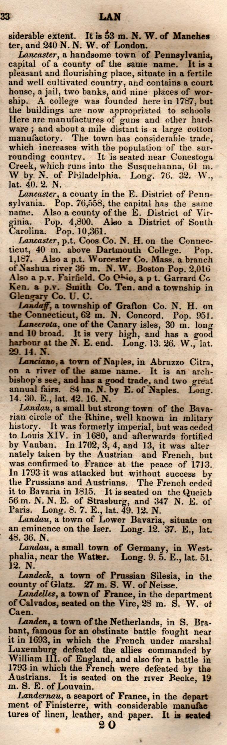 Brookes’ Universal Gazetteer (1850), Page 433 Right Column