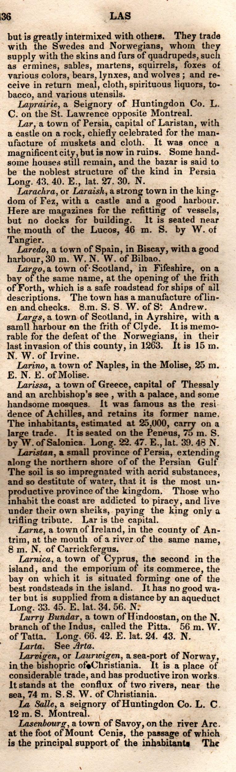 Brookes’ Universal Gazetteer (1850), Page 436 Right Column