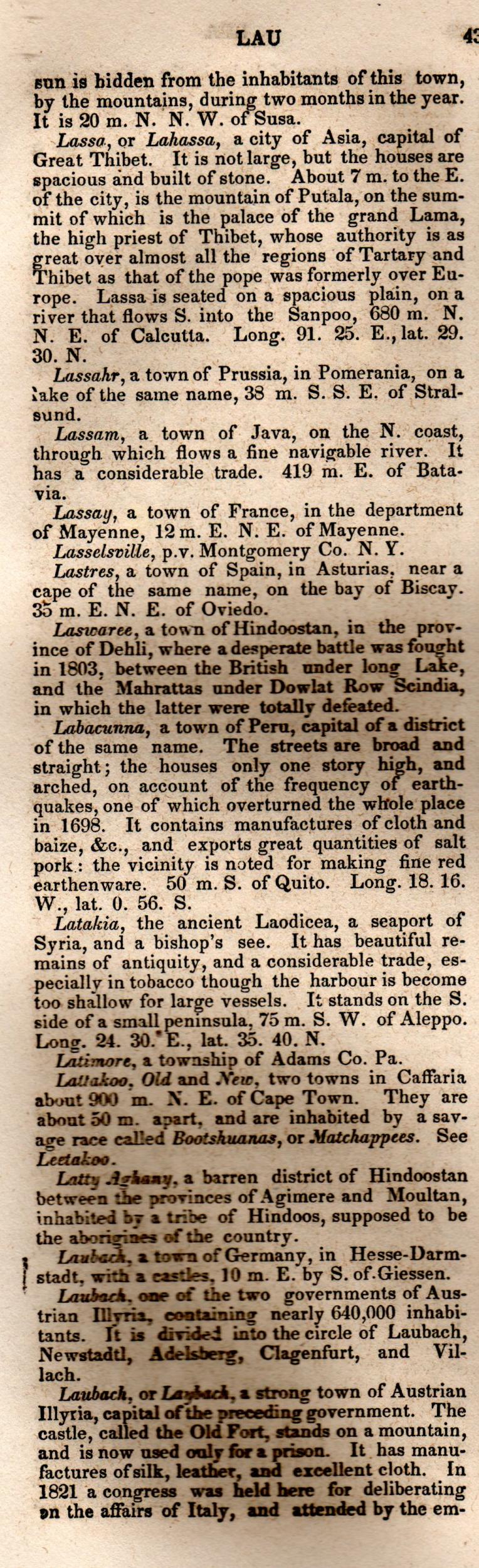 Brookes’ Universal Gazetteer (1850), Page 437 Left Column