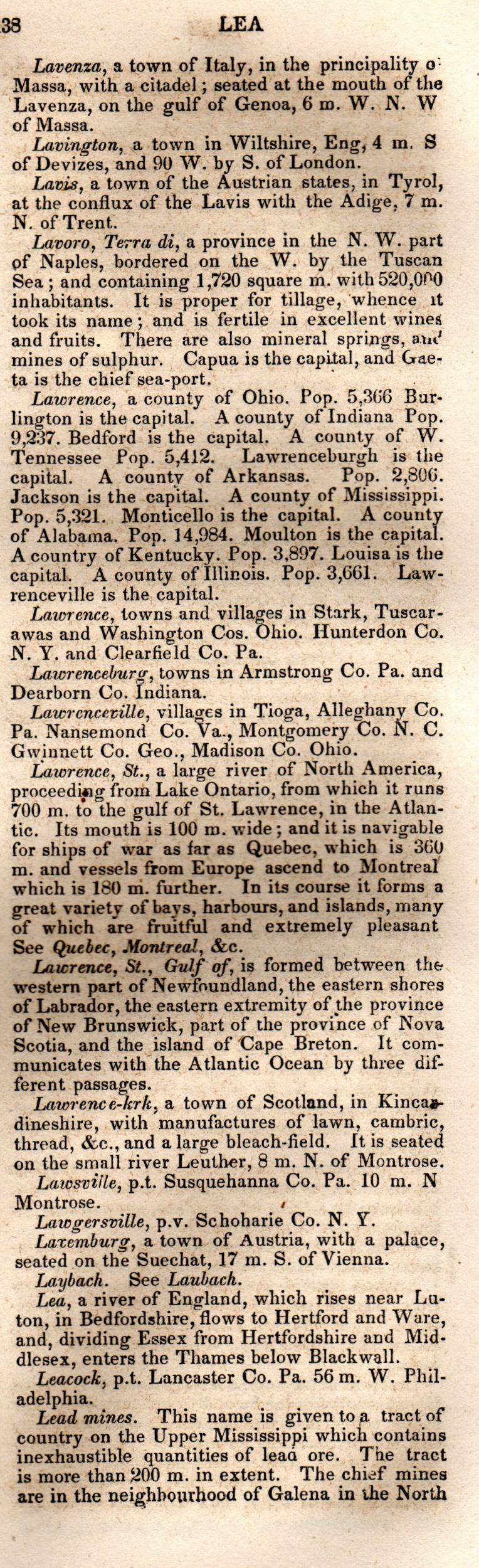Brookes’ Universal Gazetteer (1850), Page 438 Right Column