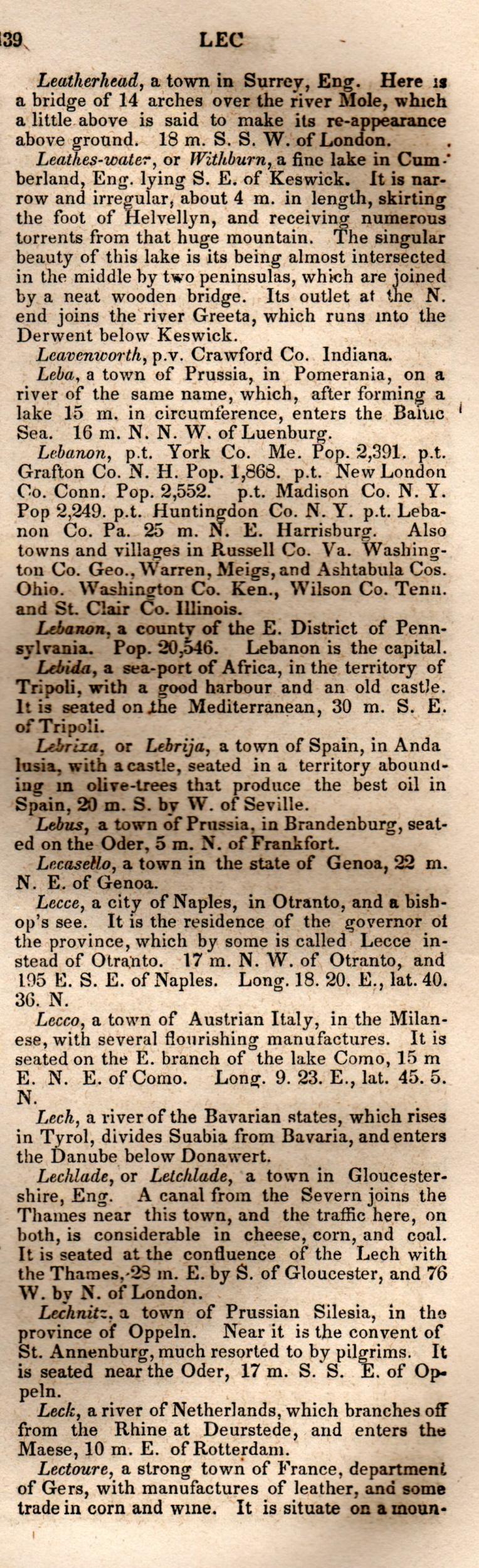 Brookes’ Universal Gazetteer (1850), Page 439 Right Column